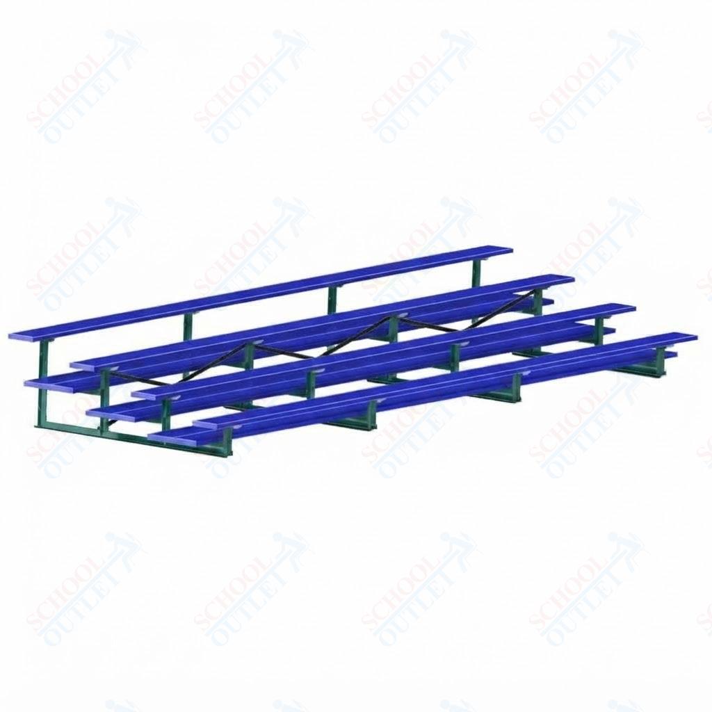 Jaypro Sports Bleacher  - 4 Row - Double Foot Plank, All Aluminum Bleachers, Powder Coated - 21' L (BLDP-421ALPC)