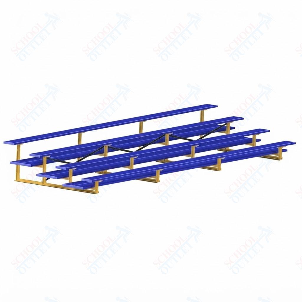 Jaypro Sports Bleacher  - 4 Row - Double Foot Plank, All Aluminum Bleachers, Powder Coated - 21' L (BLDP-421ALPC)