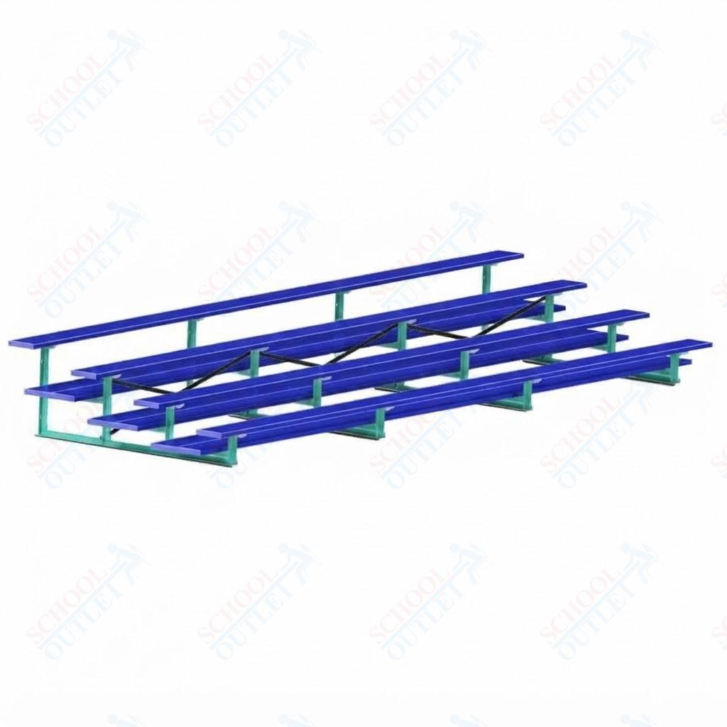 Jaypro Sports Bleacher  - 4 Row - Double Foot Plank, All Aluminum Bleachers, Powder Coated - 21' L (BLDP-421ALPC)