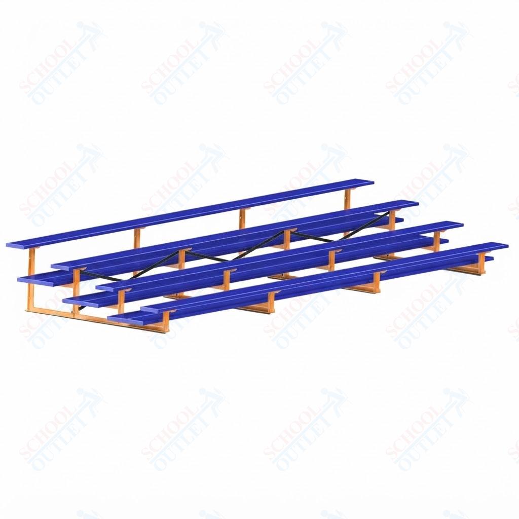 Jaypro Sports Bleacher  - 4 Row - Double Foot Plank, All Aluminum Bleachers, Powder Coated - 21' L (BLDP-421ALPC)