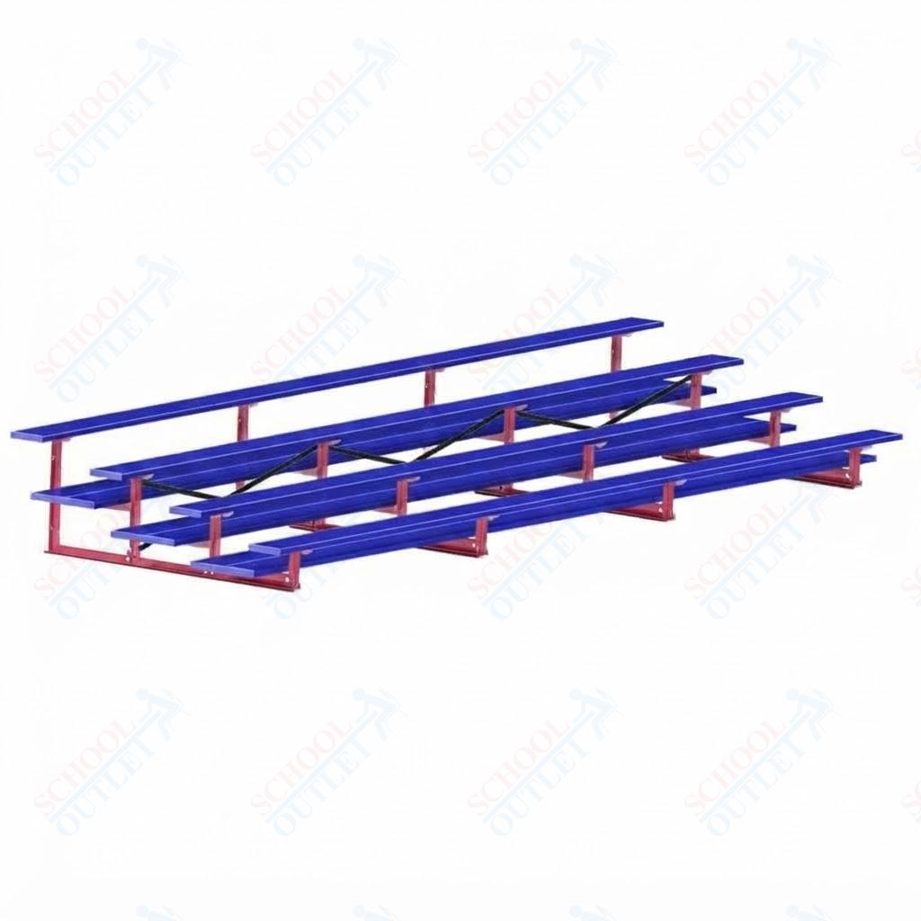 Jaypro Sports Bleacher  - 4 Row - Double Foot Plank, All Aluminum Bleachers, Powder Coated - 21' L (BLDP-421ALPC)