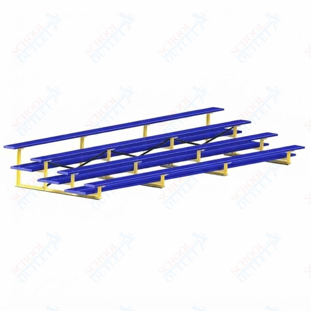 Jaypro Sports Bleacher  - 4 Row - Double Foot Plank, All Aluminum Bleachers, Powder Coated - 21' L (BLDP-421ALPC)