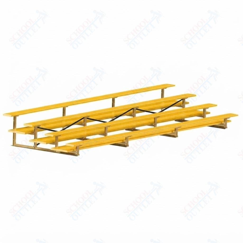Jaypro Sports Bleacher  - 4 Row - Double Foot Plank, All Aluminum Bleachers, Powder Coated - 21' L (BLDP-421ALPC)