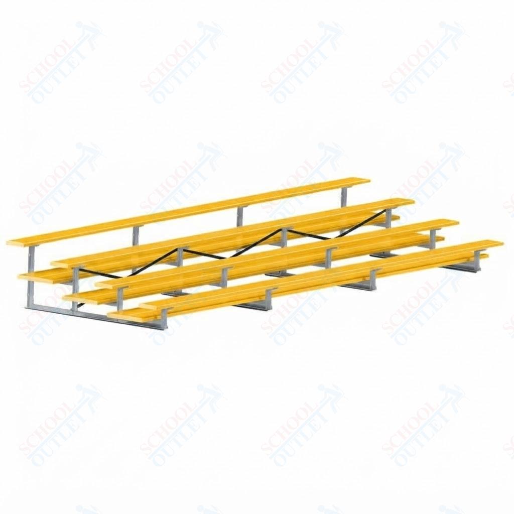 Jaypro Sports Bleacher  - 4 Row - Double Foot Plank, All Aluminum Bleachers, Powder Coated - 21' L (BLDP-421ALPC)