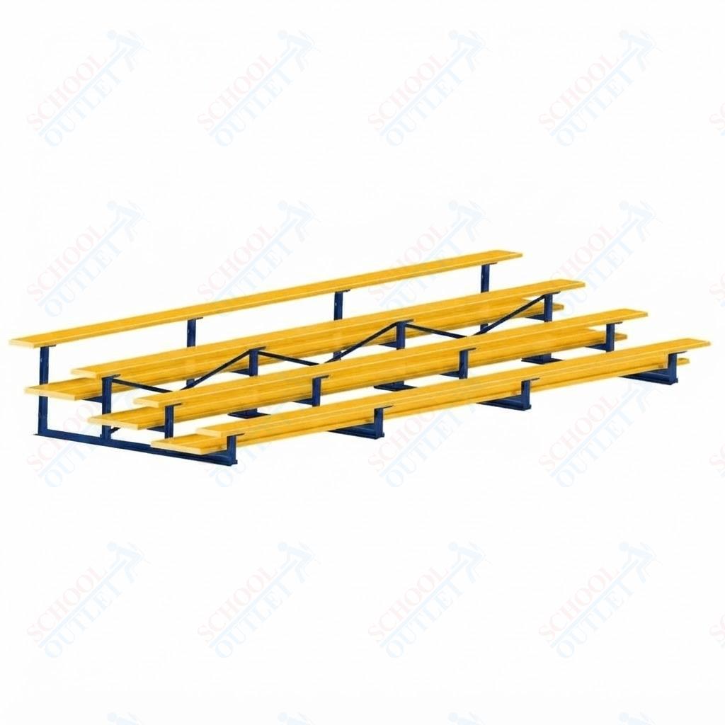 Jaypro Sports Bleacher  - 4 Row - Double Foot Plank, All Aluminum Bleachers, Powder Coated - 21' L (BLDP-421ALPC)