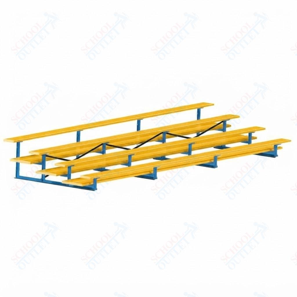 Jaypro Sports Bleacher  - 4 Row - Double Foot Plank, All Aluminum Bleachers, Powder Coated - 21' L (BLDP-421ALPC)