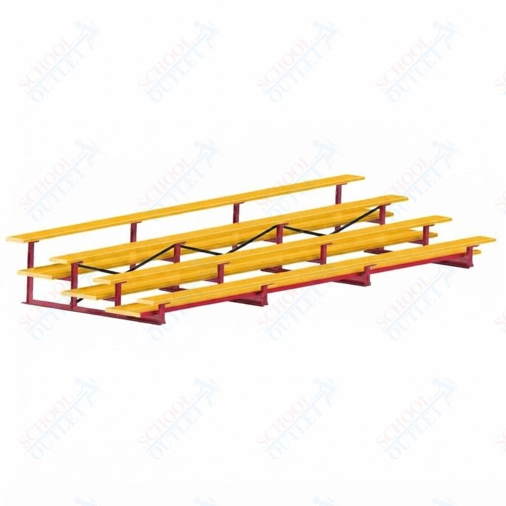 Jaypro Sports Bleacher  - 4 Row - Double Foot Plank, All Aluminum Bleachers, Powder Coated - 21' L (BLDP-421ALPC)