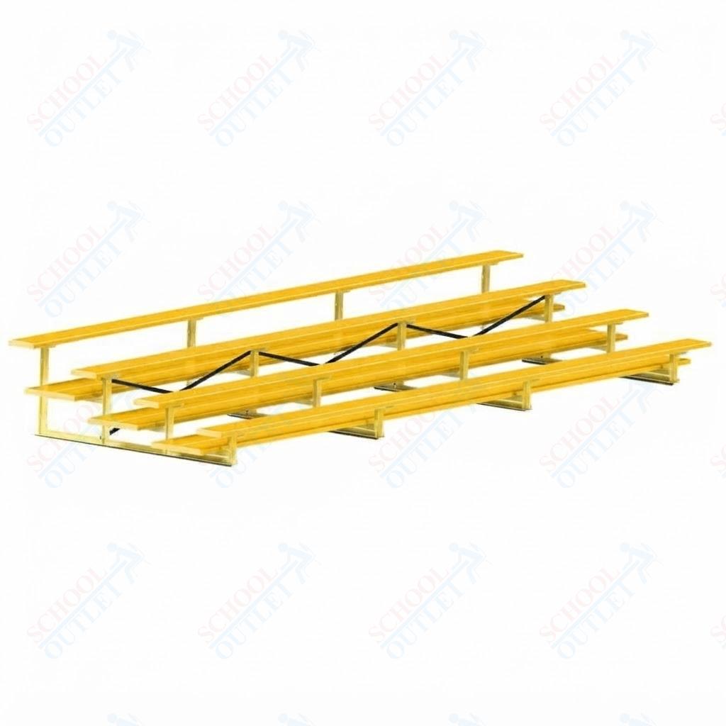 Jaypro Sports Bleacher  - 4 Row - Double Foot Plank, All Aluminum Bleachers, Powder Coated - 21' L (BLDP-421ALPC)