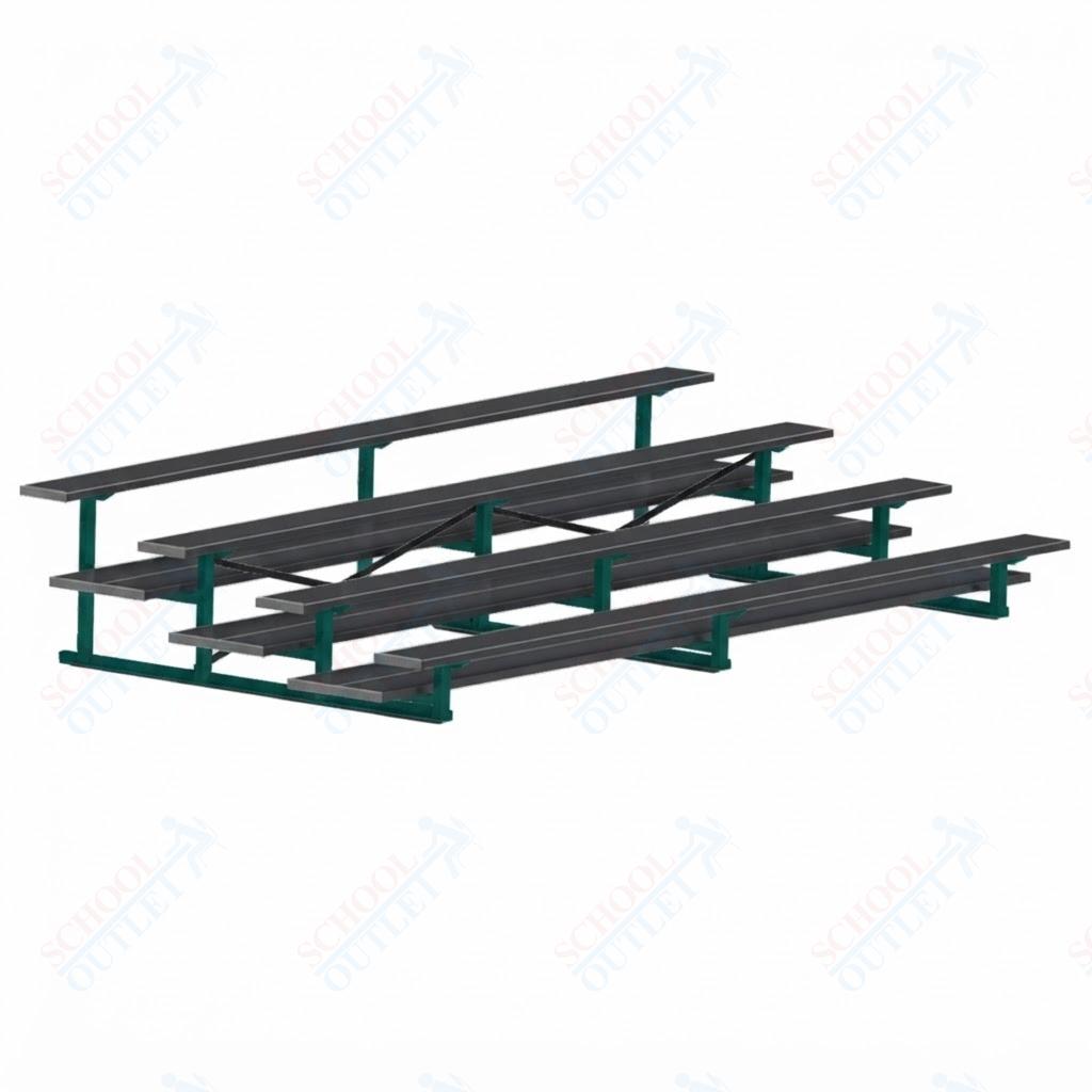 Jaypro Sports Bleacher  - 4 Row - Double Foot Plank, All Aluminum Bleachers, Powder Coated - 15' L (BLDP-4ALPC)