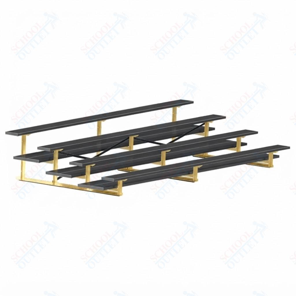 Jaypro Sports Bleacher  - 4 Row - Double Foot Plank, All Aluminum Bleachers, Powder Coated - 15' L (BLDP-4ALPC)