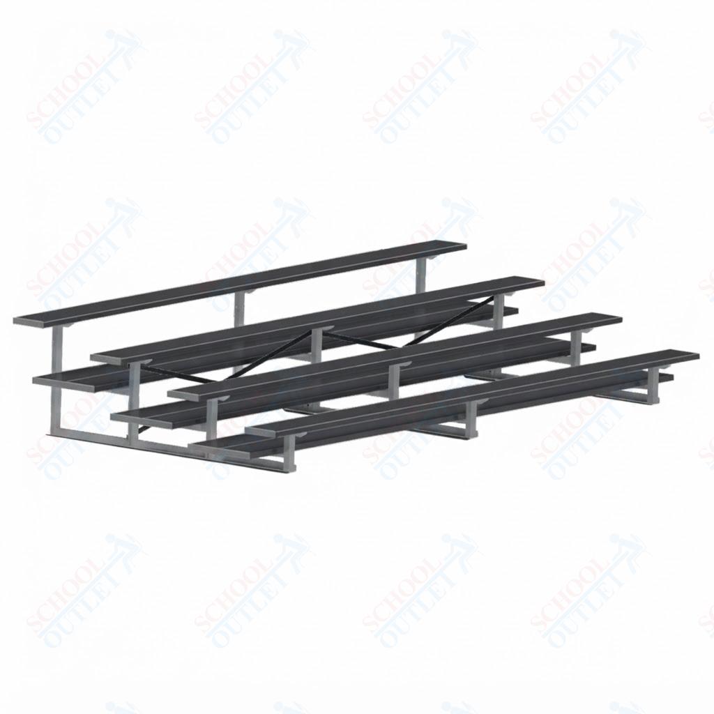 Jaypro Sports Bleacher  - 4 Row - Double Foot Plank, All Aluminum Bleachers, Powder Coated - 15' L (BLDP-4ALPC)
