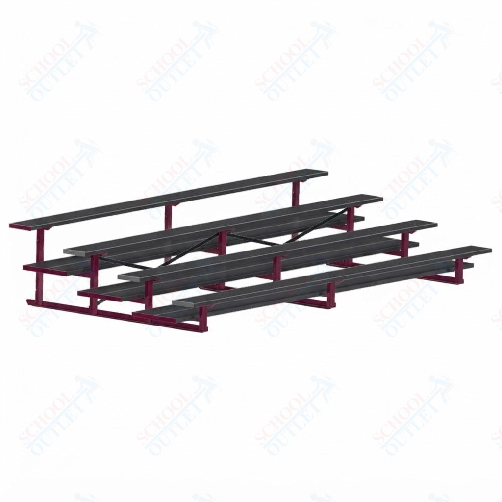 Jaypro Sports Bleacher  - 4 Row - Double Foot Plank, All Aluminum Bleachers, Powder Coated - 15' L (BLDP-4ALPC)