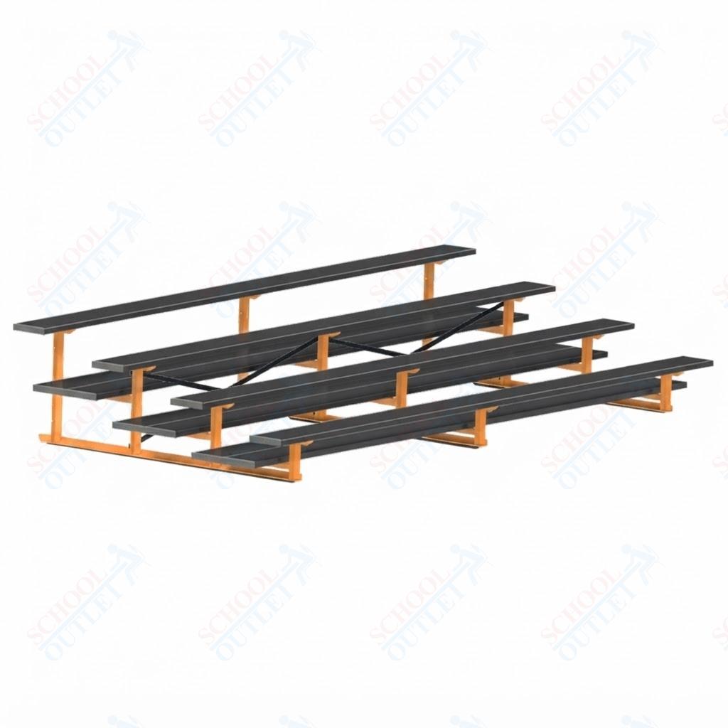 Jaypro Sports Bleacher  - 4 Row - Double Foot Plank, All Aluminum Bleachers, Powder Coated - 15' L (BLDP-4ALPC)