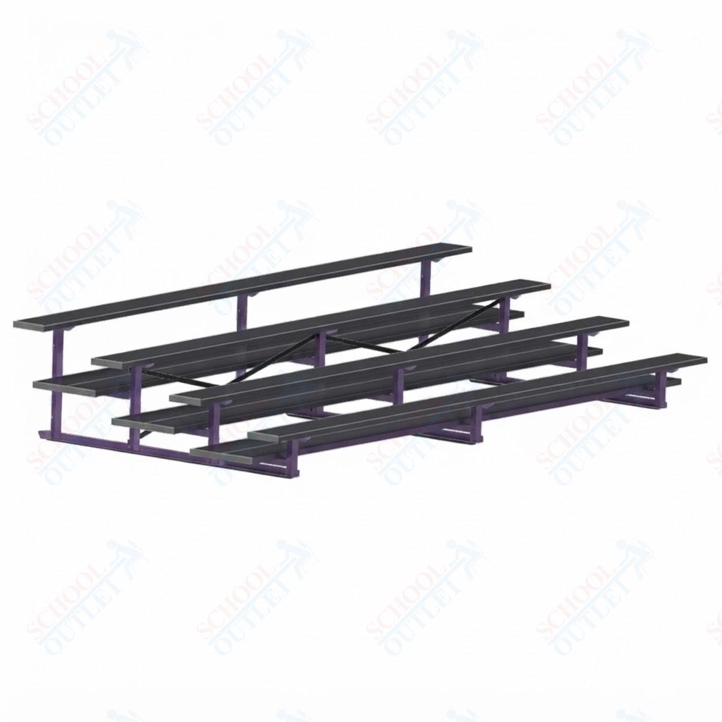 Jaypro Sports Bleacher  - 4 Row - Double Foot Plank, All Aluminum Bleachers, Powder Coated - 15' L (BLDP-4ALPC)