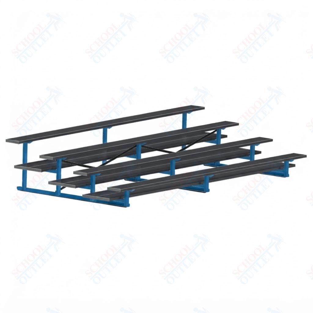 Jaypro Sports Bleacher  - 4 Row - Double Foot Plank, All Aluminum Bleachers, Powder Coated - 15' L (BLDP-4ALPC)