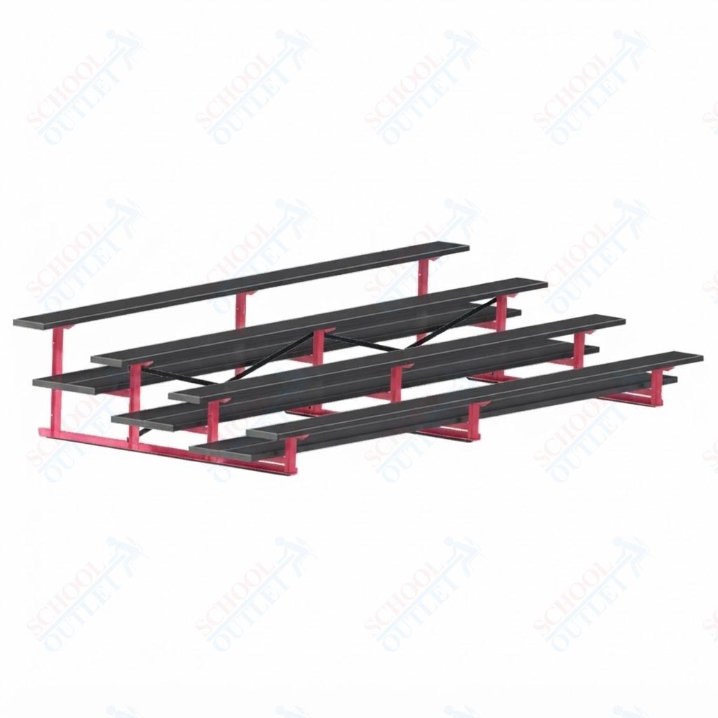 Jaypro Sports Bleacher  - 4 Row - Double Foot Plank, All Aluminum Bleachers, Powder Coated - 15' L (BLDP-4ALPC)