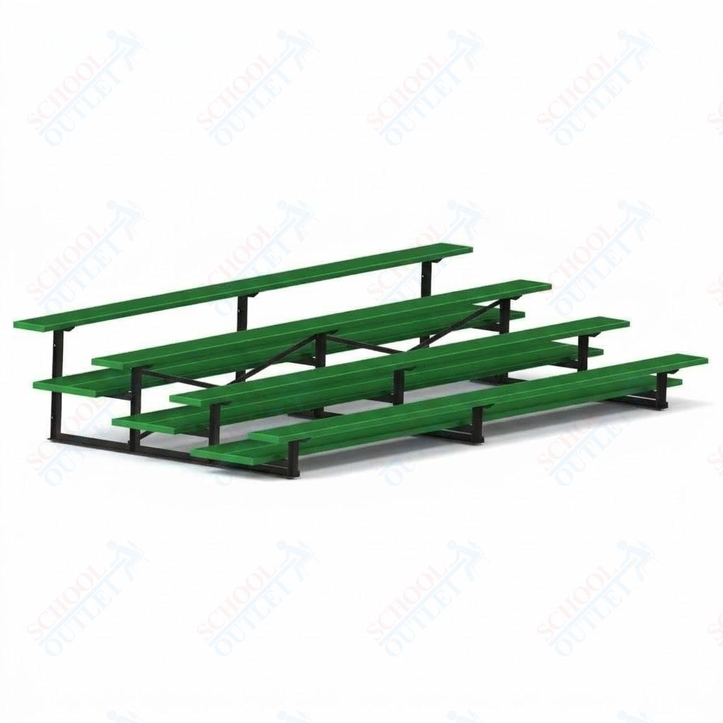 Jaypro Sports Bleacher  - 4 Row - Double Foot Plank, All Aluminum Bleachers, Powder Coated - 15' L (BLDP-4ALPC)