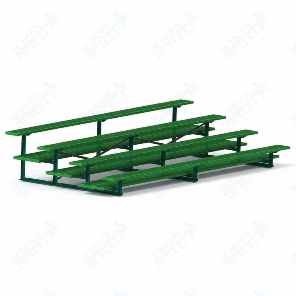 Jaypro Sports Bleacher  - 4 Row - Double Foot Plank, All Aluminum Bleachers, Powder Coated - 15' L (BLDP-4ALPC)