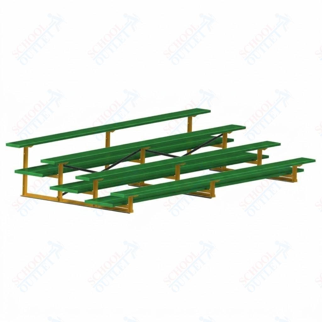 Jaypro Sports Bleacher  - 4 Row - Double Foot Plank, All Aluminum Bleachers, Powder Coated - 15' L (BLDP-4ALPC)