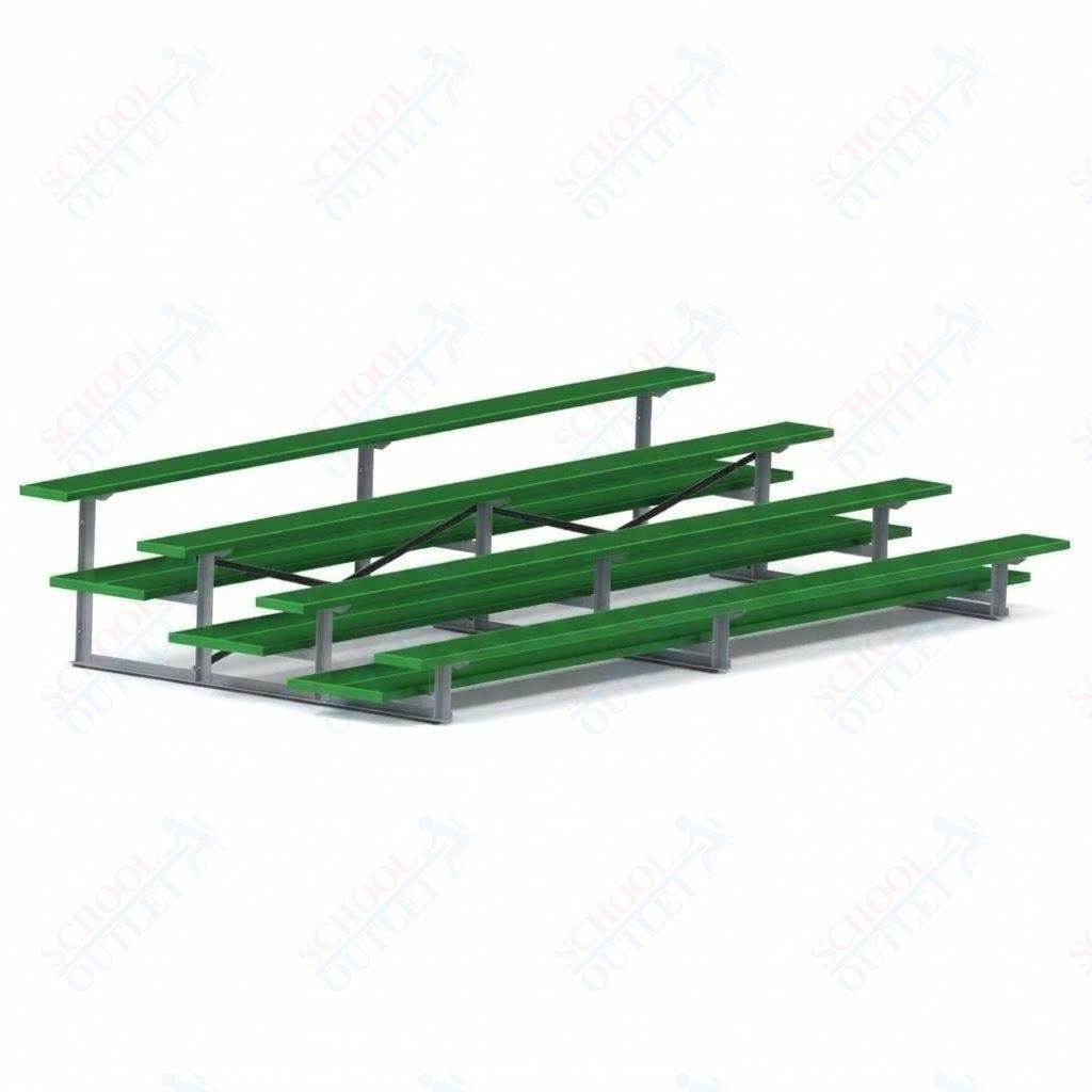Jaypro Sports Bleacher  - 4 Row - Double Foot Plank, All Aluminum Bleachers, Powder Coated - 15' L (BLDP-4ALPC)