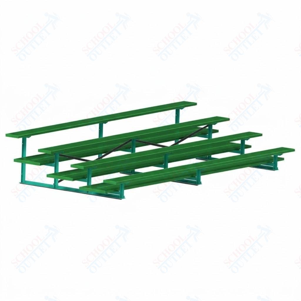 Jaypro Sports Bleacher  - 4 Row - Double Foot Plank, All Aluminum Bleachers, Powder Coated - 15' L (BLDP-4ALPC)
