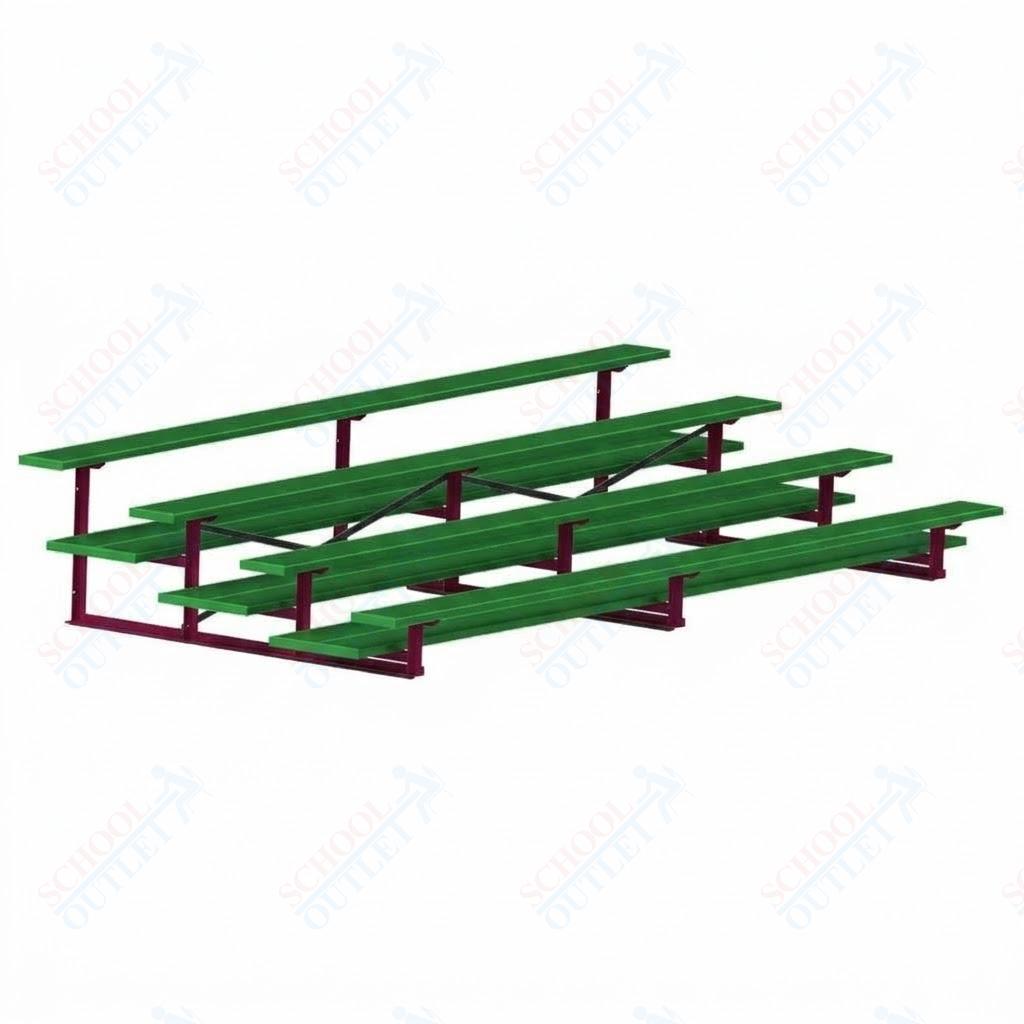 Jaypro Sports Bleacher  - 4 Row - Double Foot Plank, All Aluminum Bleachers, Powder Coated - 15' L (BLDP-4ALPC)