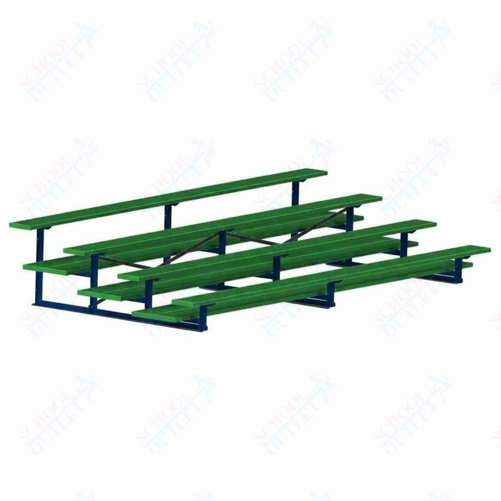 Jaypro Sports Bleacher  - 4 Row - Double Foot Plank, All Aluminum Bleachers, Powder Coated - 15' L (BLDP-4ALPC)