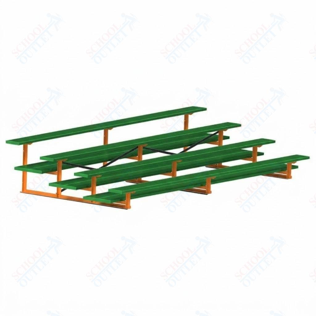 Jaypro Sports Bleacher  - 4 Row - Double Foot Plank, All Aluminum Bleachers, Powder Coated - 15' L (BLDP-4ALPC)