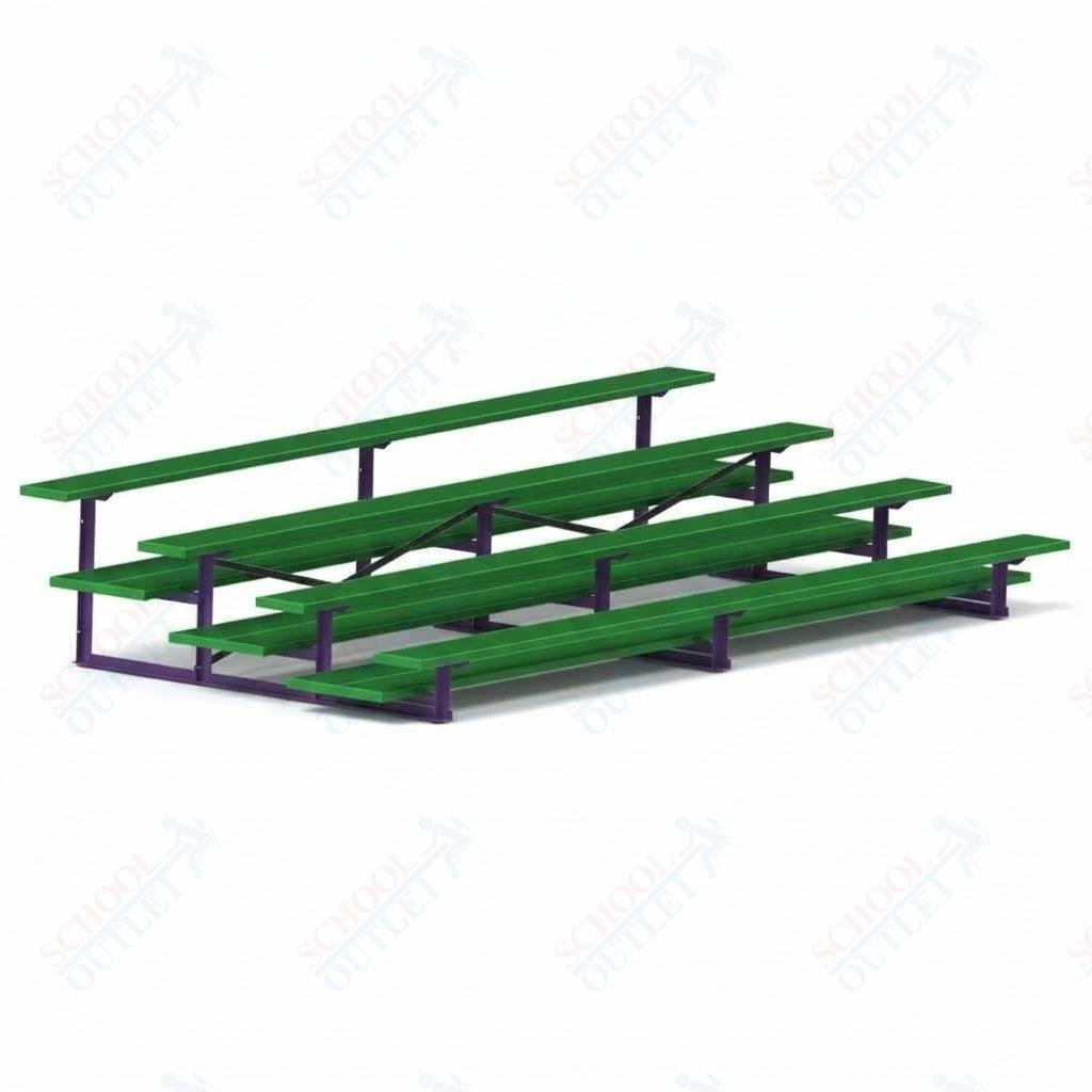 Jaypro Sports Bleacher  - 4 Row - Double Foot Plank, All Aluminum Bleachers, Powder Coated - 15' L (BLDP-4ALPC)