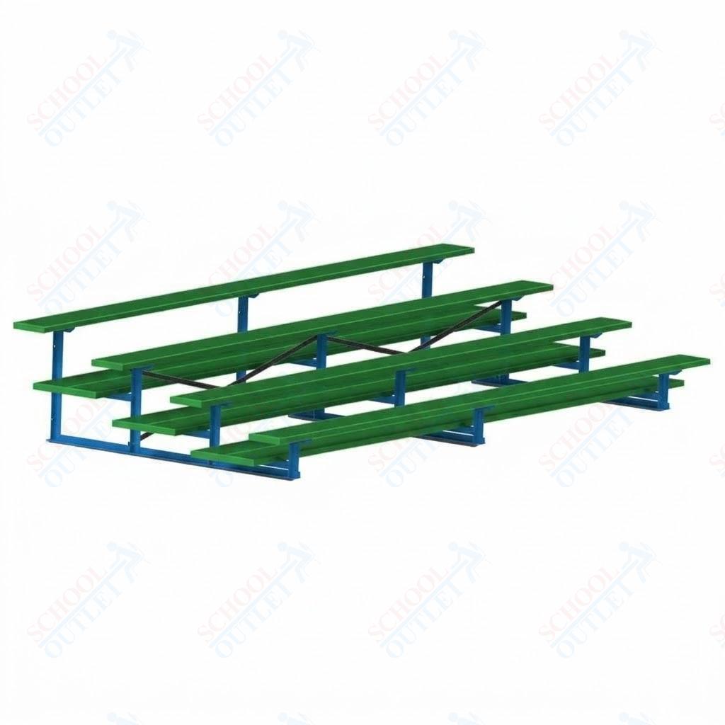 Jaypro Sports Bleacher  - 4 Row - Double Foot Plank, All Aluminum Bleachers, Powder Coated - 15' L (BLDP-4ALPC)