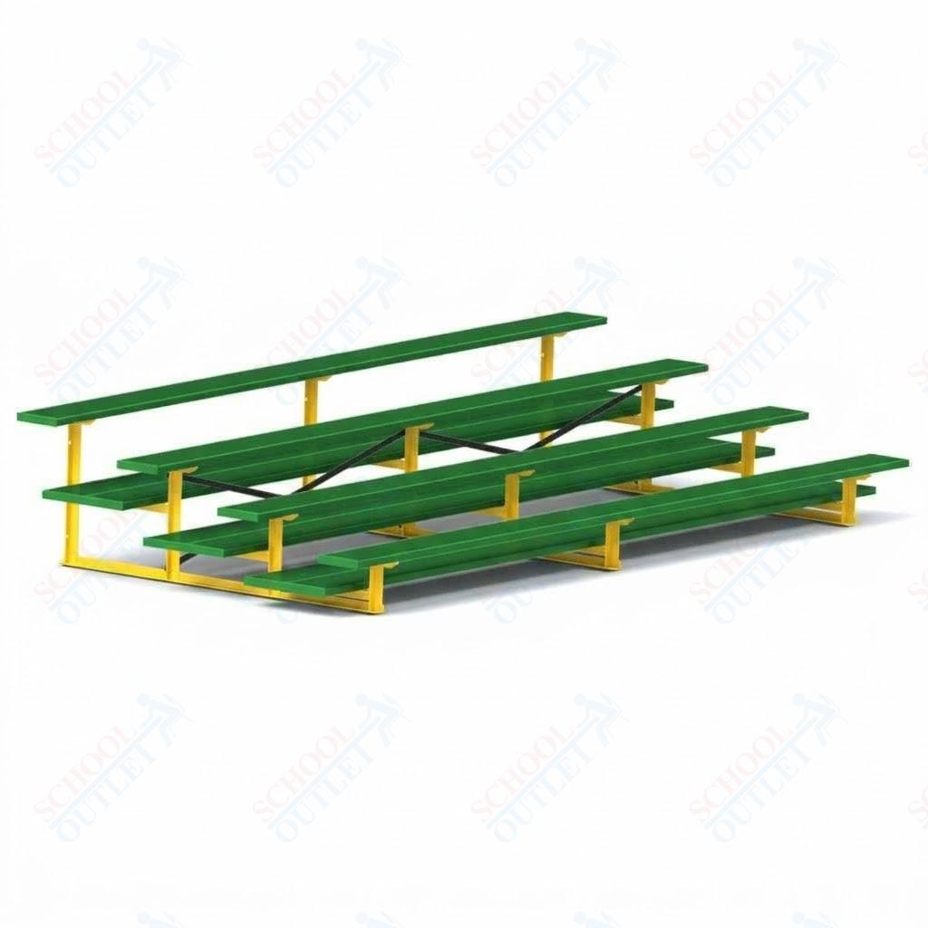 Jaypro Sports Bleacher  - 4 Row - Double Foot Plank, All Aluminum Bleachers, Powder Coated - 15' L (BLDP-4ALPC)