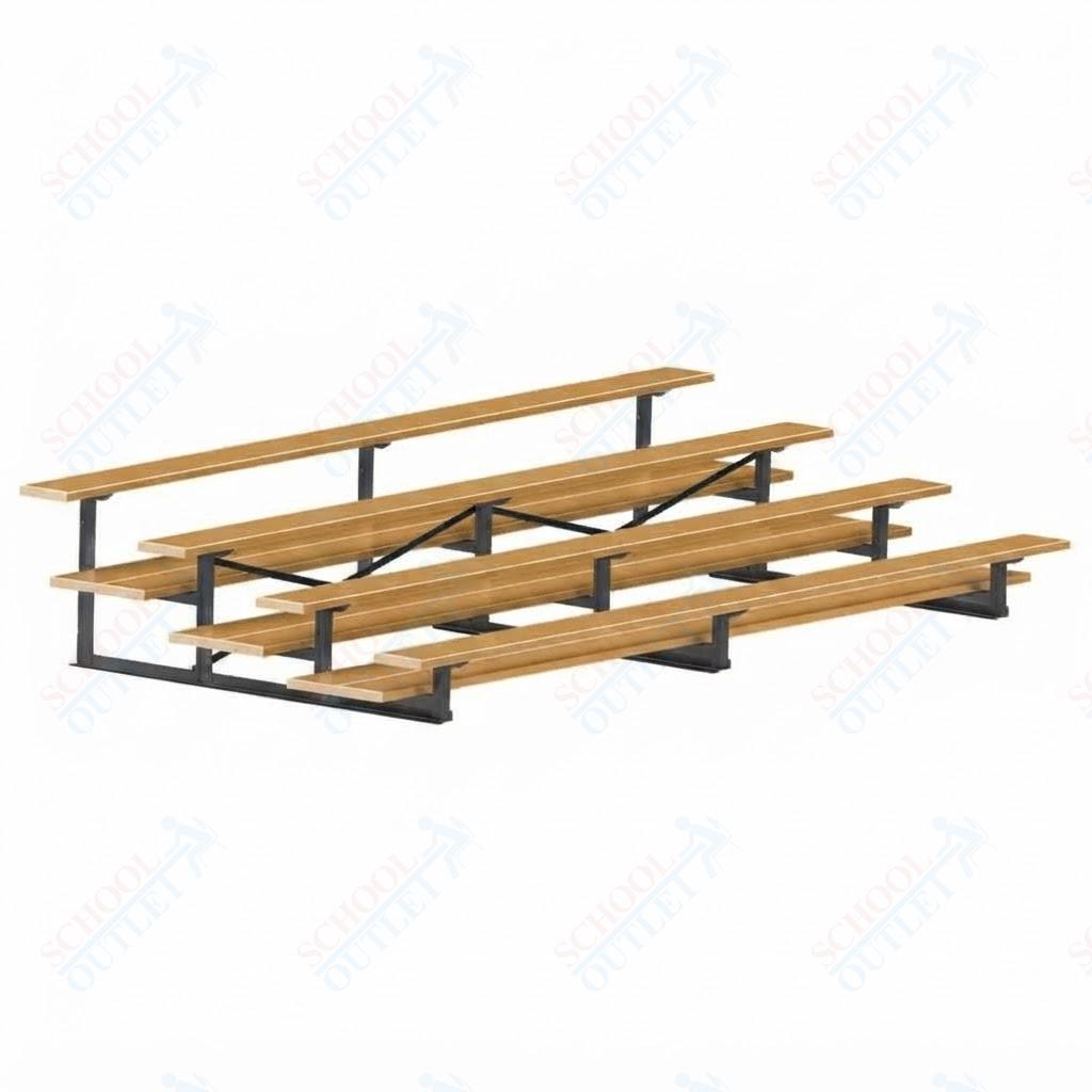 Jaypro Sports Bleacher  - 4 Row - Double Foot Plank, All Aluminum Bleachers, Powder Coated - 15' L (BLDP-4ALPC)