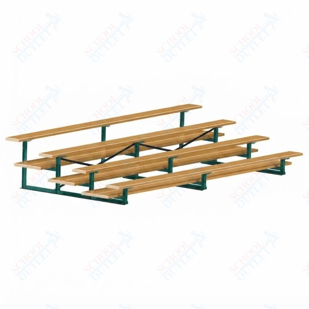 Jaypro Sports Bleacher  - 4 Row - Double Foot Plank, All Aluminum Bleachers, Powder Coated - 15' L (BLDP-4ALPC)