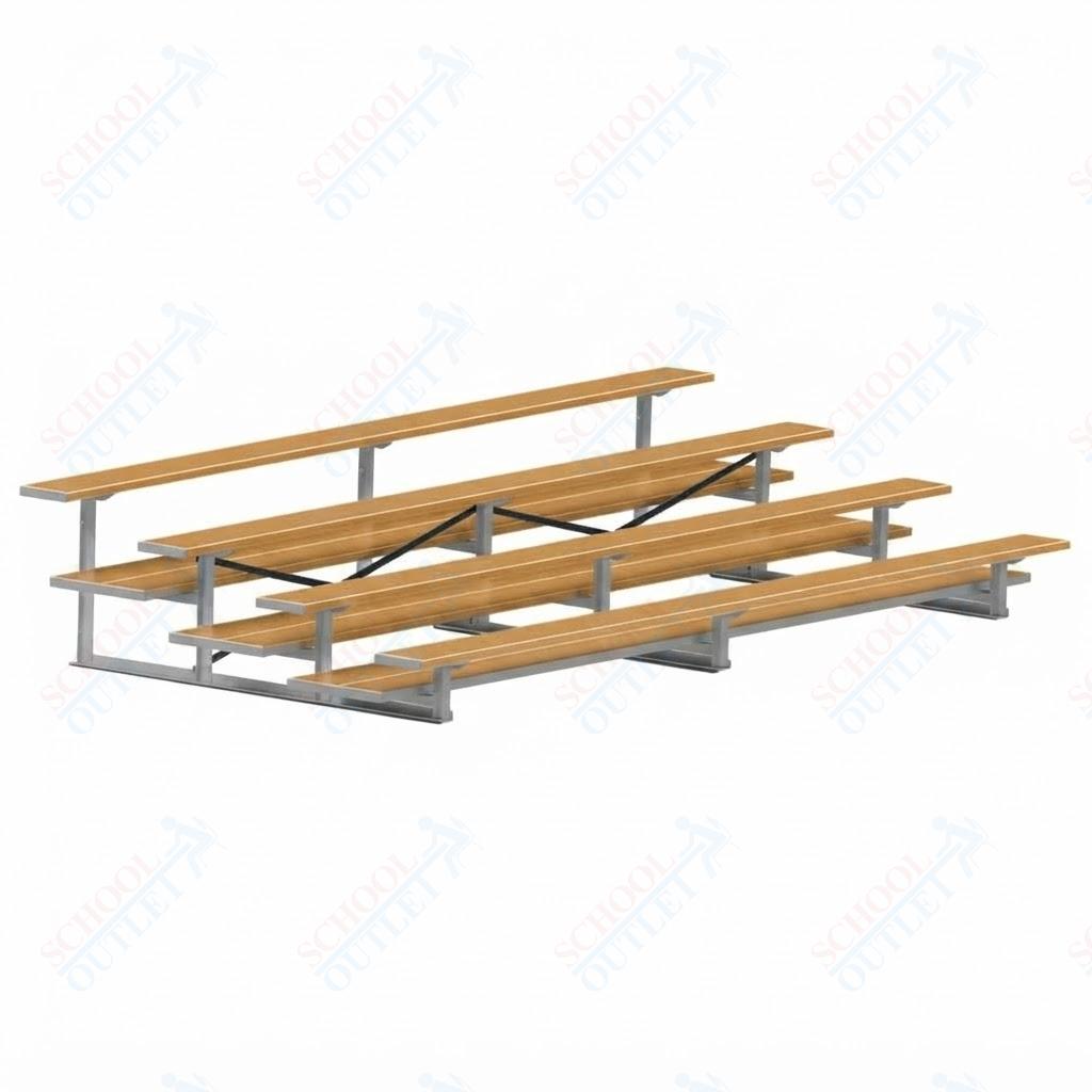 Jaypro Sports Bleacher  - 4 Row - Double Foot Plank, All Aluminum Bleachers, Powder Coated - 15' L (BLDP-4ALPC)