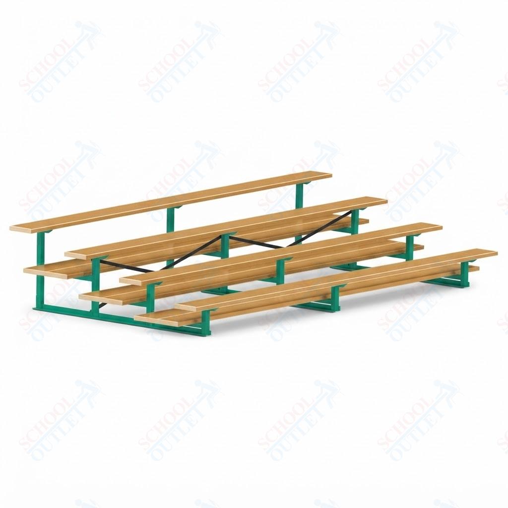 Jaypro Sports Bleacher  - 4 Row - Double Foot Plank, All Aluminum Bleachers, Powder Coated - 15' L (BLDP-4ALPC)