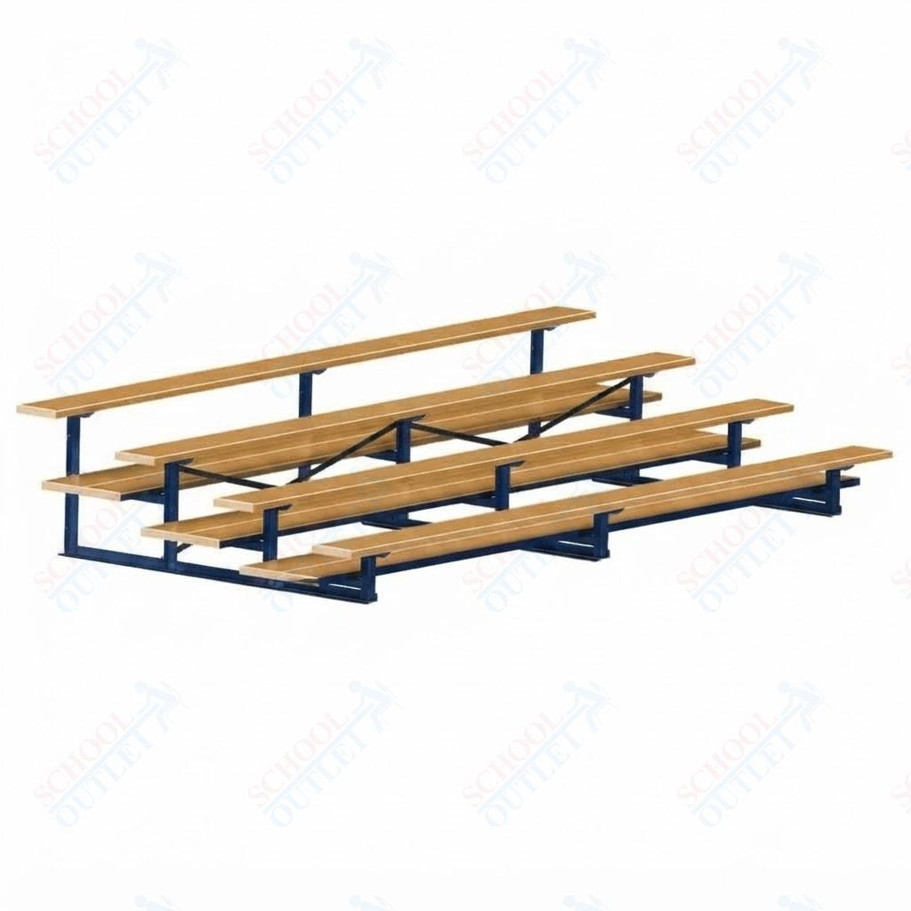 Jaypro Sports Bleacher  - 4 Row - Double Foot Plank, All Aluminum Bleachers, Powder Coated - 15' L (BLDP-4ALPC)