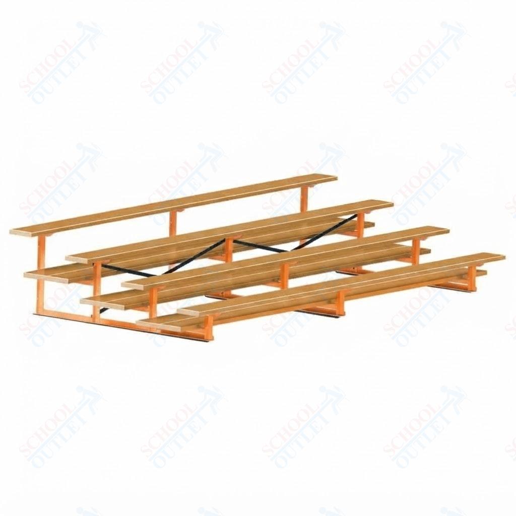 Jaypro Sports Bleacher  - 4 Row - Double Foot Plank, All Aluminum Bleachers, Powder Coated - 15' L (BLDP-4ALPC)