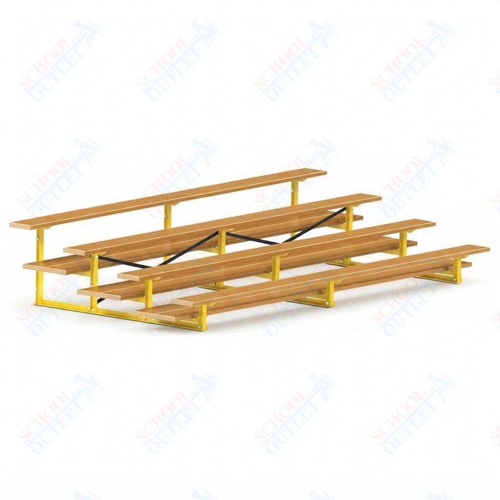 Jaypro Sports Bleacher  - 4 Row - Double Foot Plank, All Aluminum Bleachers, Powder Coated - 15' L (BLDP-4ALPC)