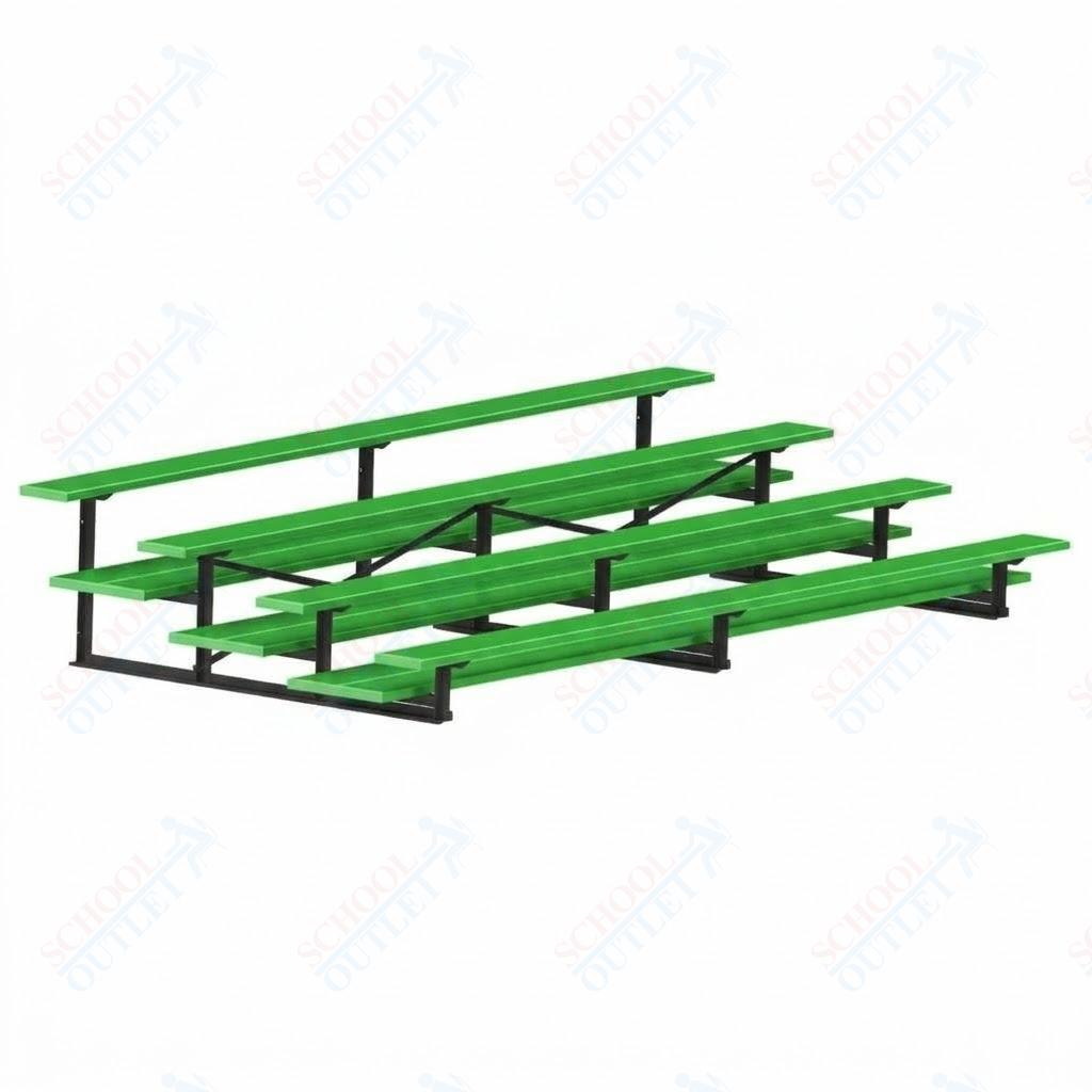 Jaypro Sports Bleacher  - 4 Row - Double Foot Plank, All Aluminum Bleachers, Powder Coated - 15' L (BLDP-4ALPC)