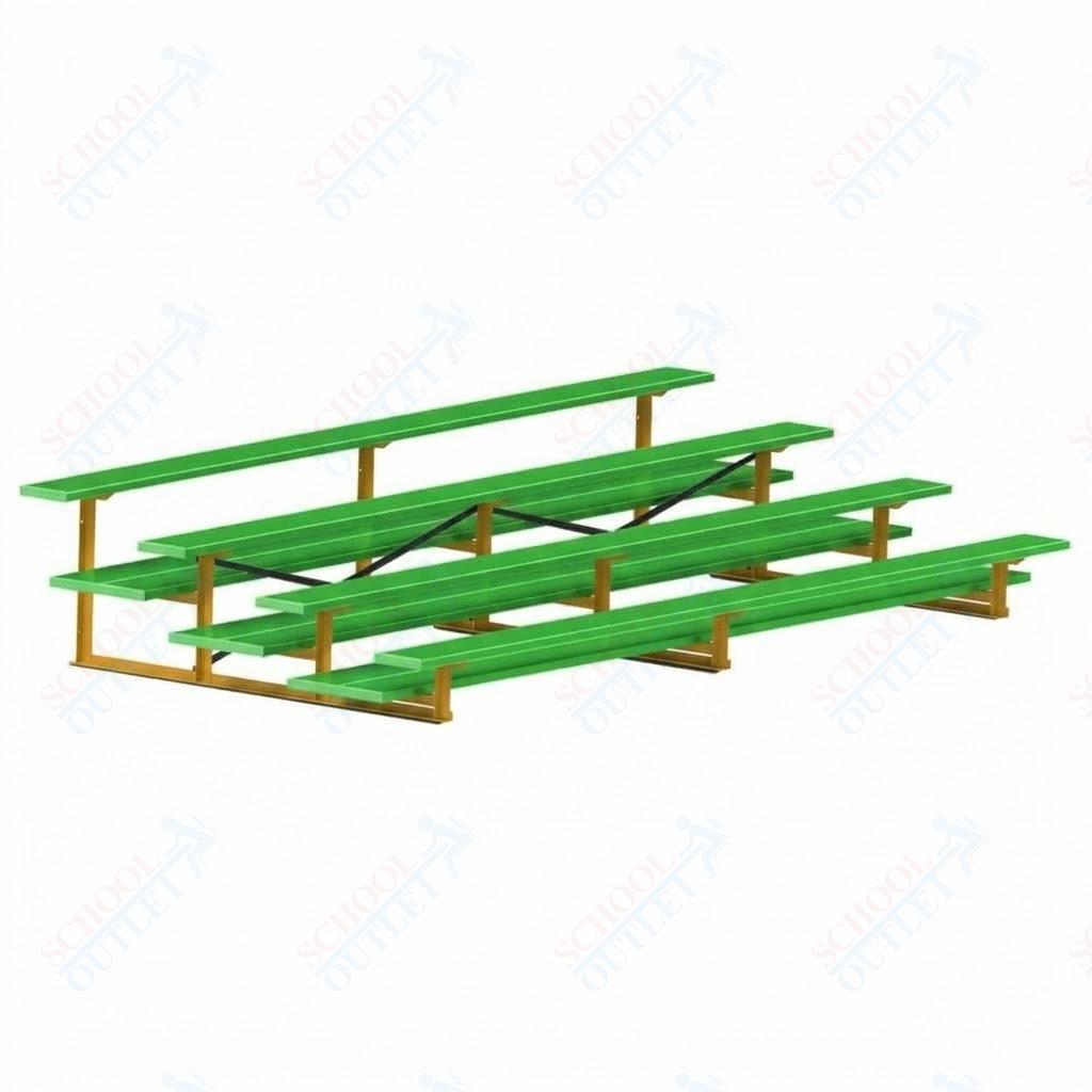 Jaypro Sports Bleacher  - 4 Row - Double Foot Plank, All Aluminum Bleachers, Powder Coated - 15' L (BLDP-4ALPC)