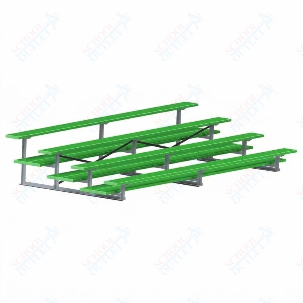 Jaypro Sports Bleacher  - 4 Row - Double Foot Plank, All Aluminum Bleachers, Powder Coated - 15' L (BLDP-4ALPC)