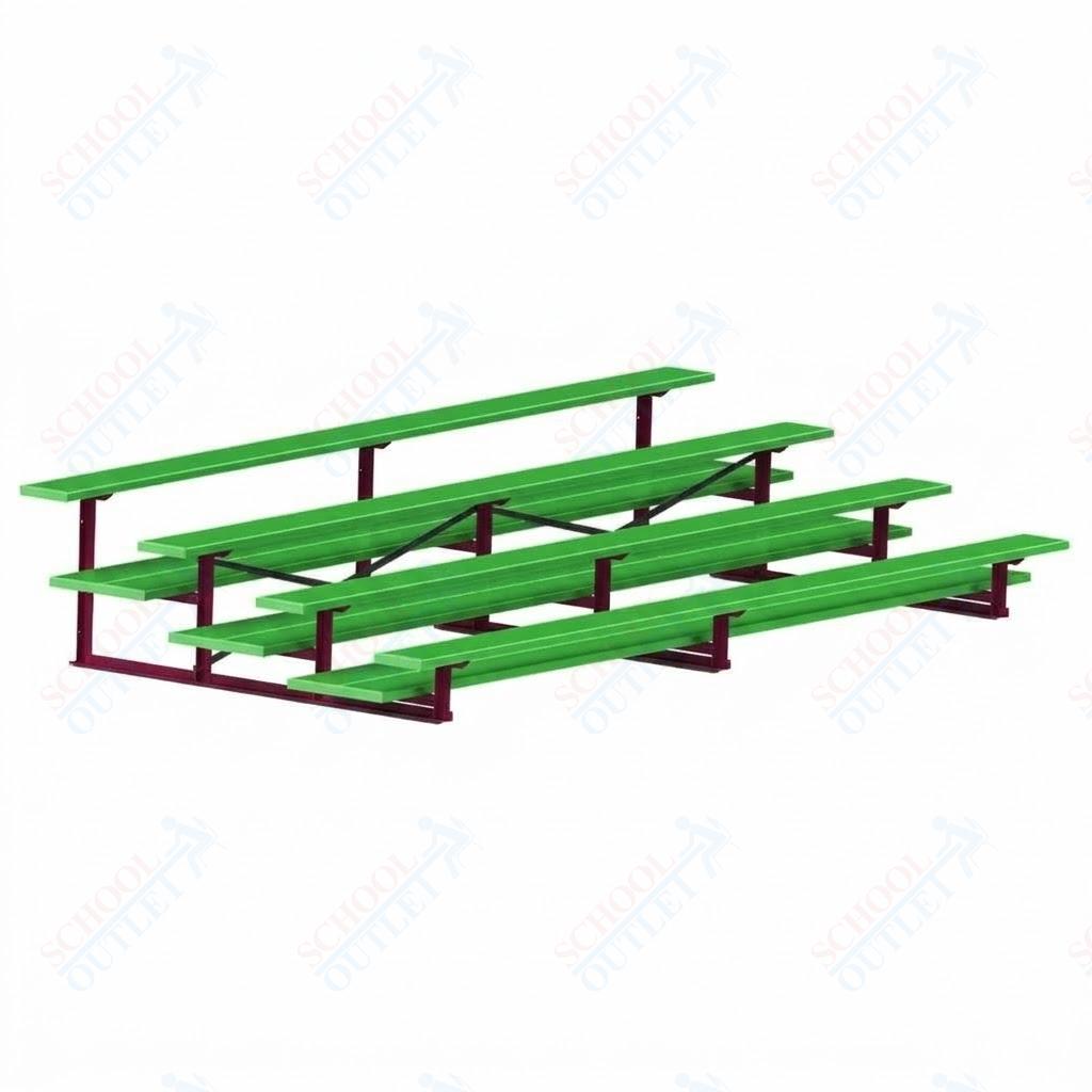 Jaypro Sports Bleacher  - 4 Row - Double Foot Plank, All Aluminum Bleachers, Powder Coated - 15' L (BLDP-4ALPC)