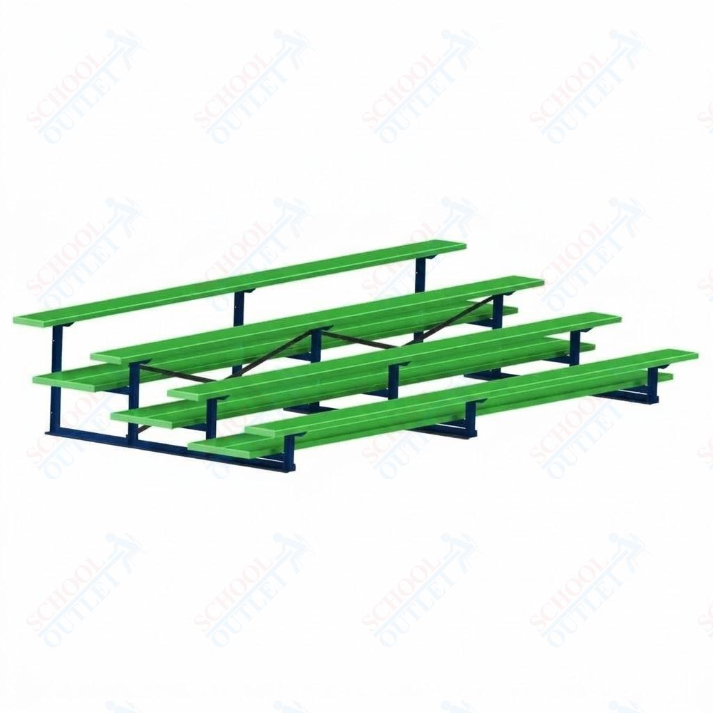 Jaypro Sports Bleacher  - 4 Row - Double Foot Plank, All Aluminum Bleachers, Powder Coated - 15' L (BLDP-4ALPC)