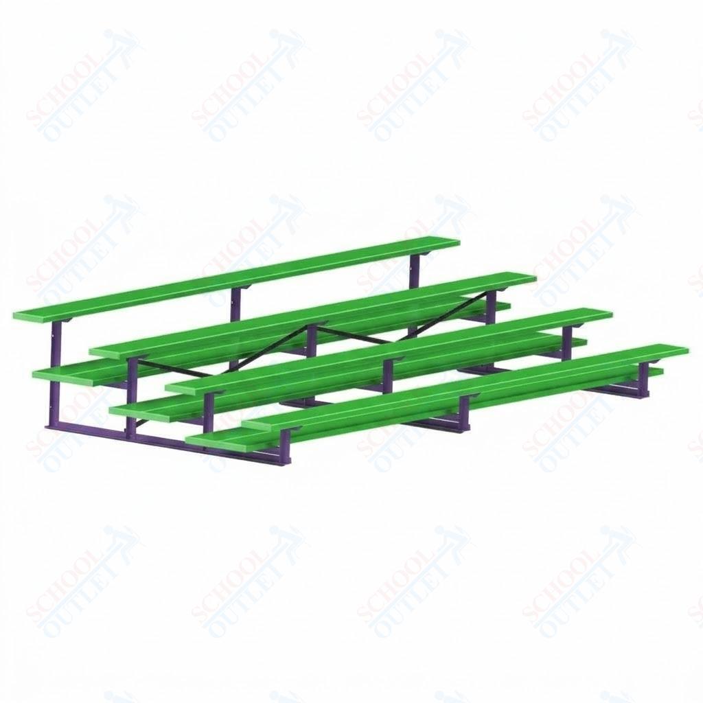 Jaypro Sports Bleacher  - 4 Row - Double Foot Plank, All Aluminum Bleachers, Powder Coated - 15' L (BLDP-4ALPC)