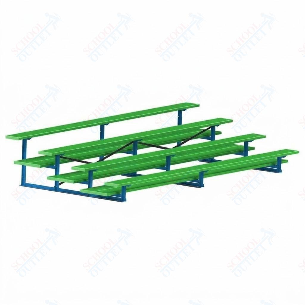 Jaypro Sports Bleacher  - 4 Row - Double Foot Plank, All Aluminum Bleachers, Powder Coated - 15' L (BLDP-4ALPC)