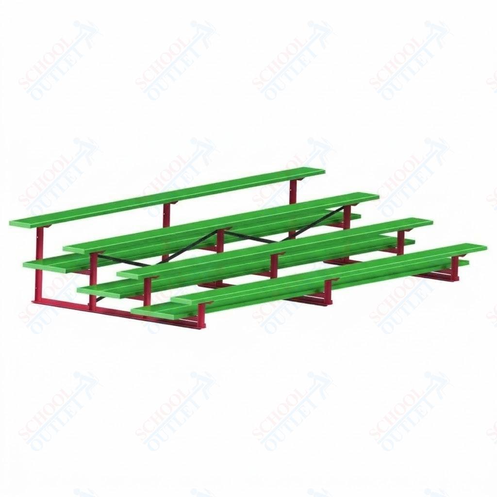 Jaypro Sports Bleacher  - 4 Row - Double Foot Plank, All Aluminum Bleachers, Powder Coated - 15' L (BLDP-4ALPC)