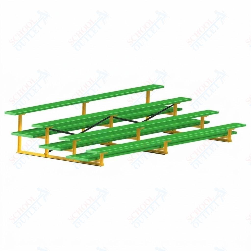 Jaypro Sports Bleacher  - 4 Row - Double Foot Plank, All Aluminum Bleachers, Powder Coated - 15' L (BLDP-4ALPC)
