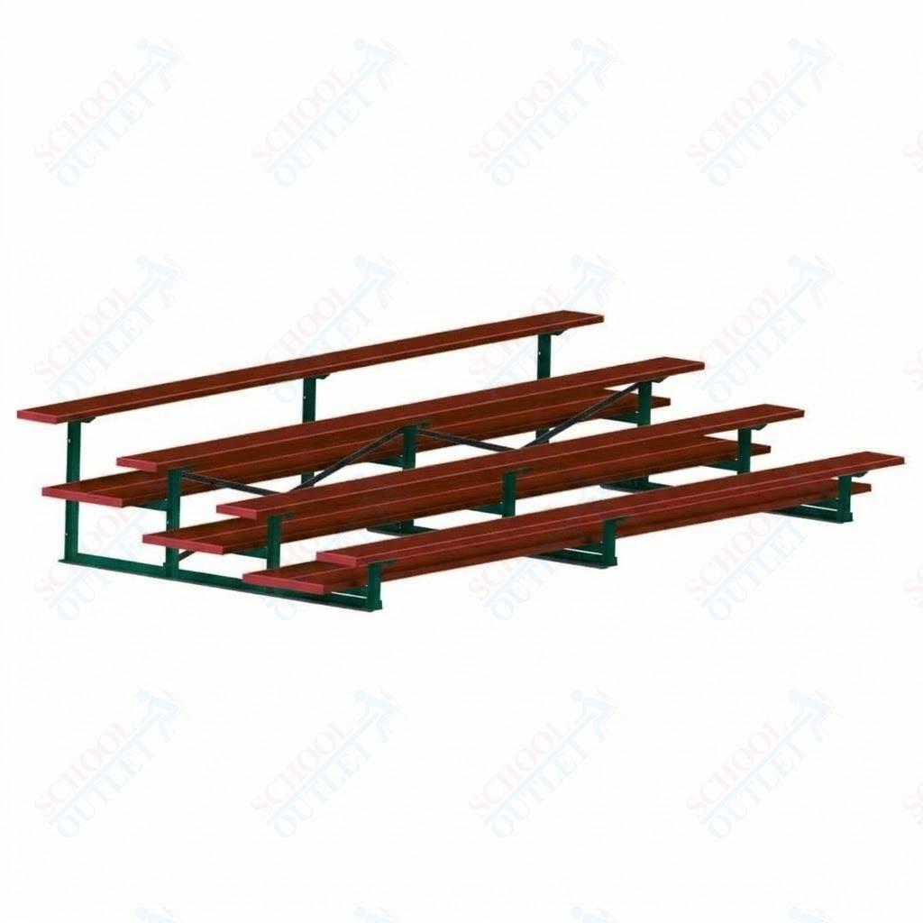 Jaypro Sports Bleacher  - 4 Row - Double Foot Plank, All Aluminum Bleachers, Powder Coated - 15' L (BLDP-4ALPC)