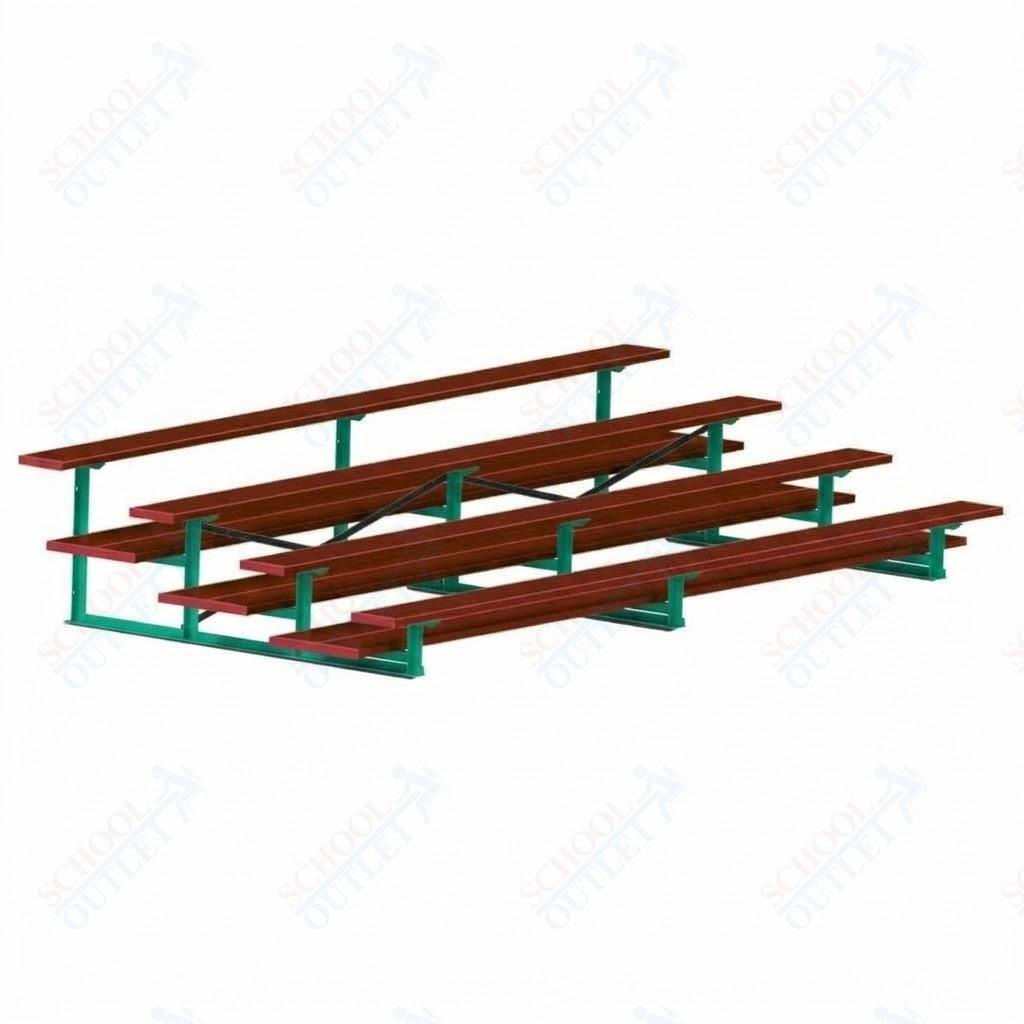 Jaypro Sports Bleacher  - 4 Row - Double Foot Plank, All Aluminum Bleachers, Powder Coated - 15' L (BLDP-4ALPC)