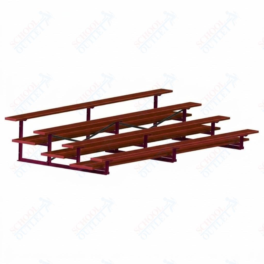 Jaypro Sports Bleacher  - 4 Row - Double Foot Plank, All Aluminum Bleachers, Powder Coated - 15' L (BLDP-4ALPC)